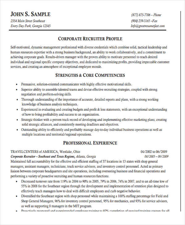 it recruiter resume format