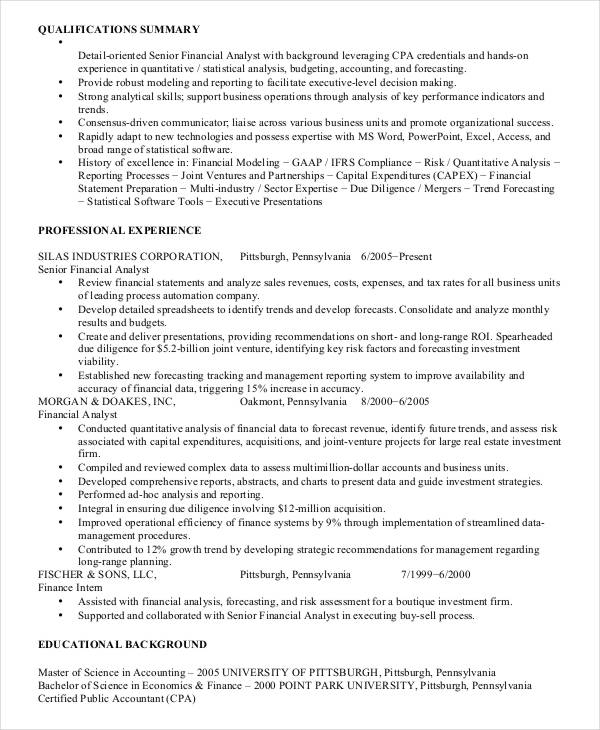 finance operations analyst resume