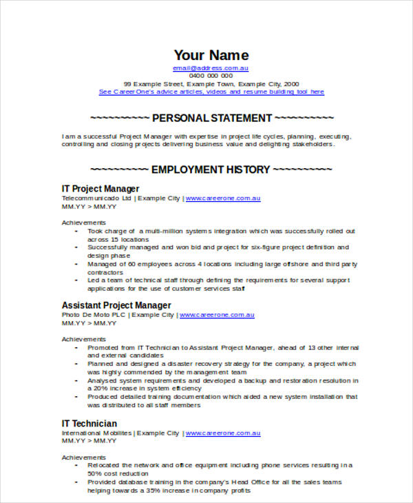 35+ IT Resume Templates in Word