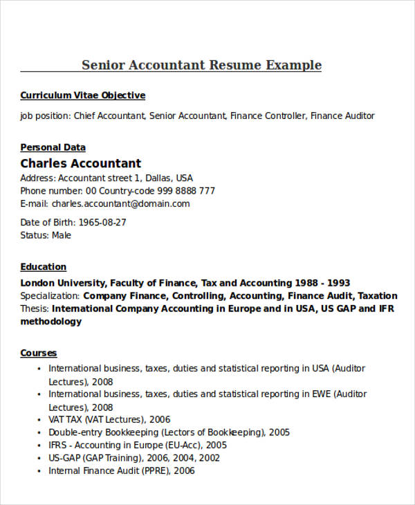 30+ Accountant Resume Templates Download