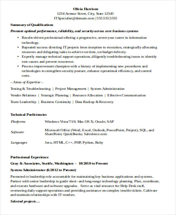 35+ IT Resume Templates in Word