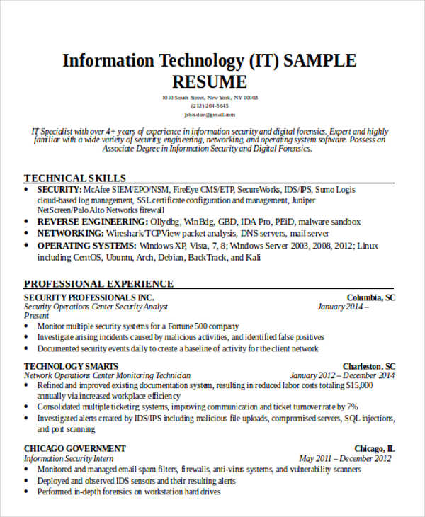 35+ IT Resume Templates in Word