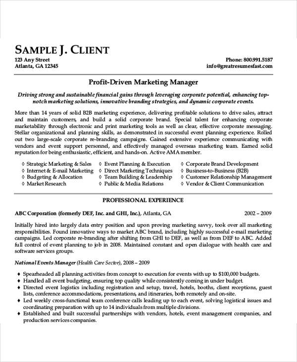 56+ Manager Resumes in PDF