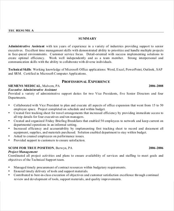 it project administrator resume