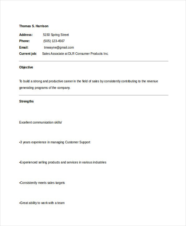 sales associate resume sample