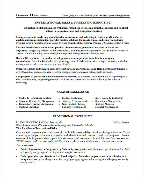 19+ Sales Resume Templates - PDF, DOC | Free & Premium Templates