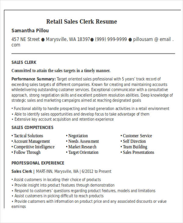 sales resume sample