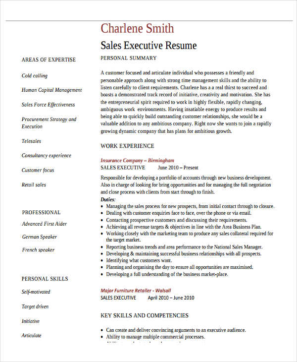 47+ Basic Sales Resume | Free & Premium Templates