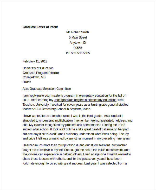 graduate letter of intent format