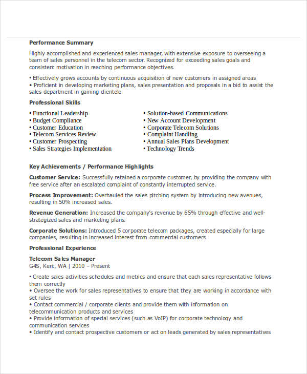 30+ Sales Resume Templates - PDF, DOC | Free & Premium Templates