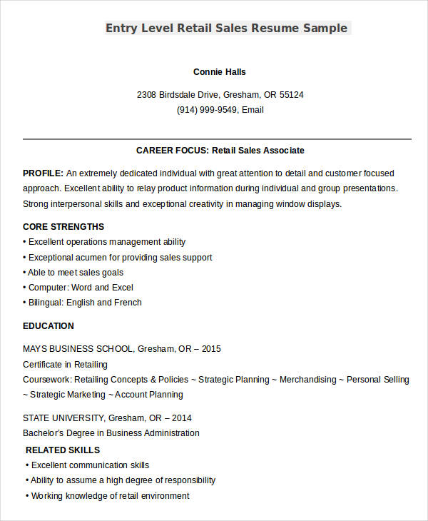 Sales Resume Template 24 Free Word Pdf Documents.