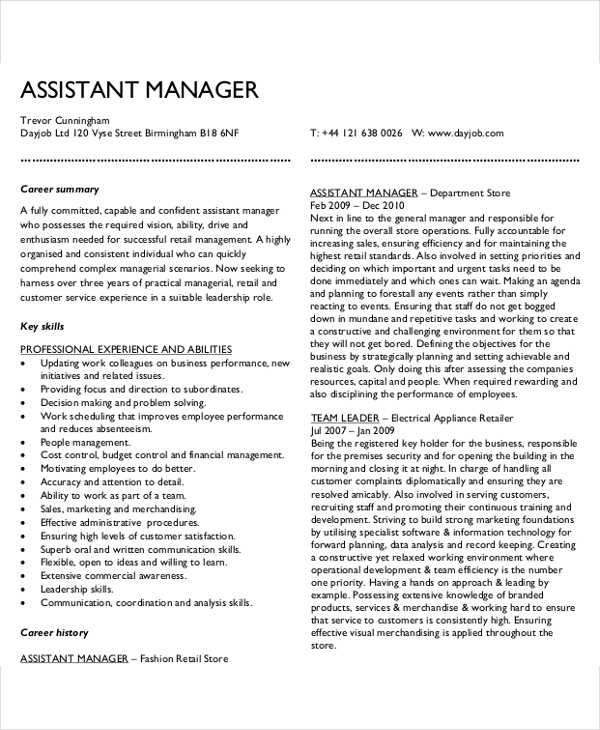 assistant-manager-resume-sample2
