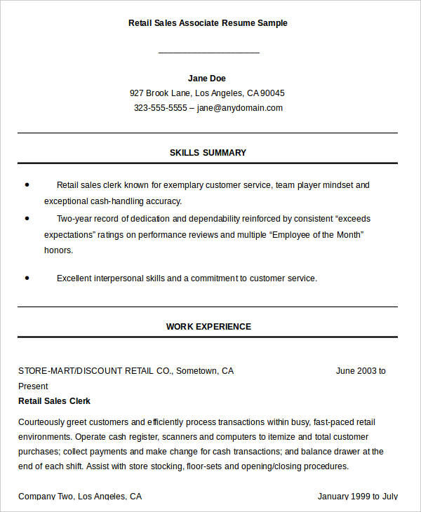 Sales Resume Template - 24+ Free Word, PDF Documents ...
