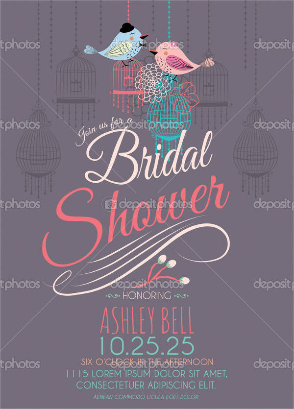 bridal shower invitation psd flyer