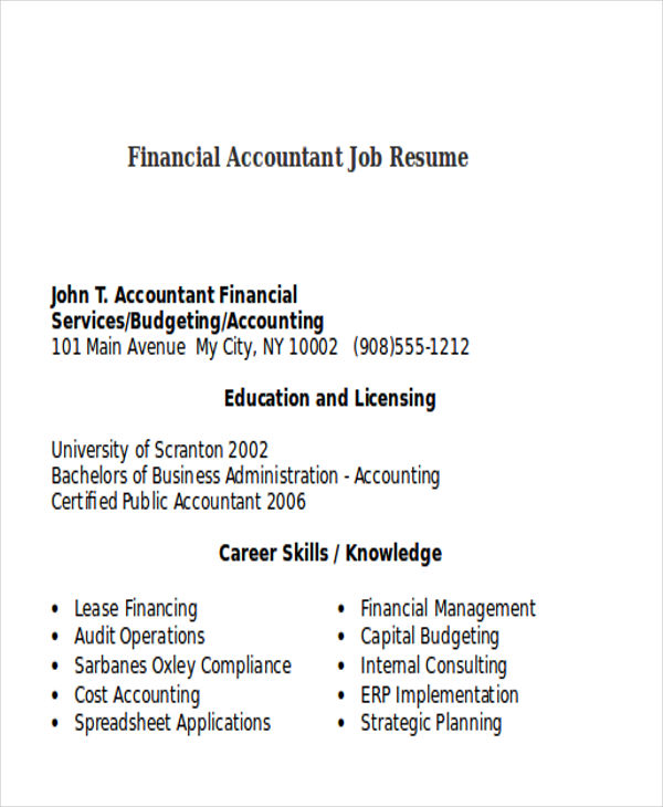 financial accountant job resume