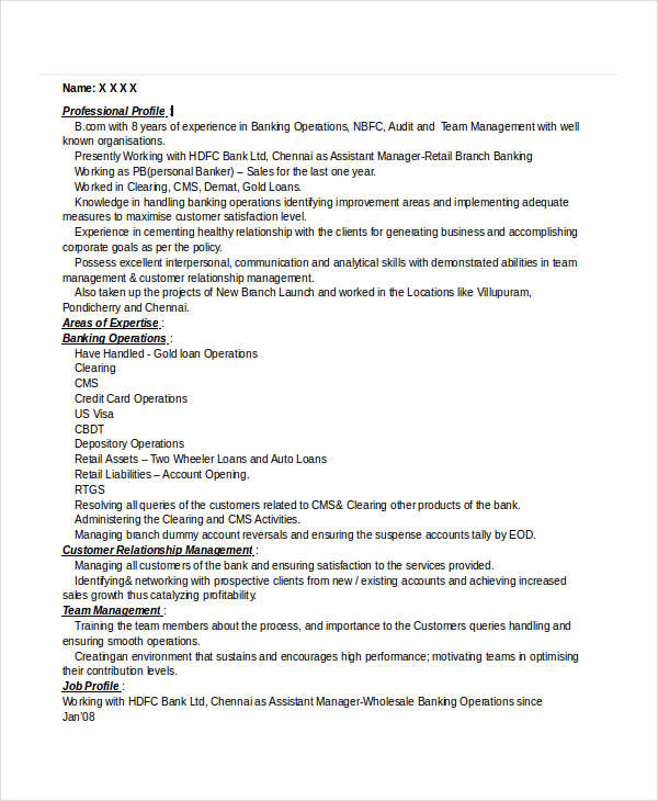 30+ Basic Banking Resume Templates - PDF, DOC