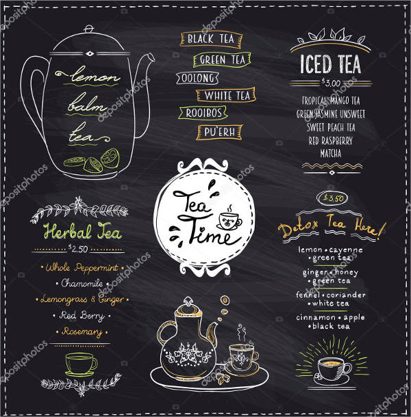 printable tea party menu