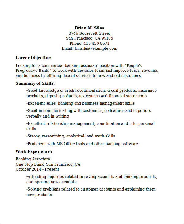 30+ Basic Banking Resume Templates - PDF, DOC