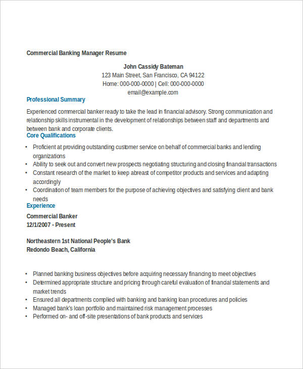 banker resume template