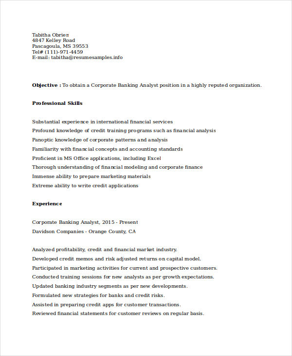 Banking Resume Samples - 51+ Free Word, PDF Documents Download | Free ...