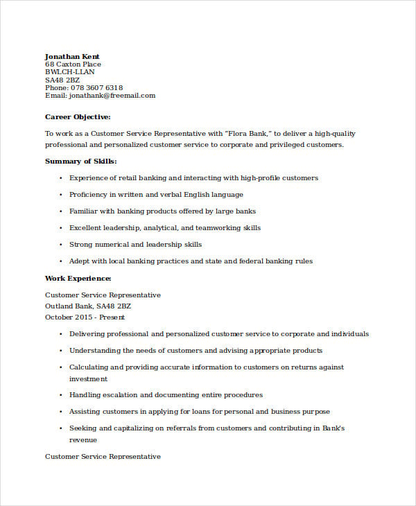 Banking Resume Samples 45 Free Word Pdf Documents Download