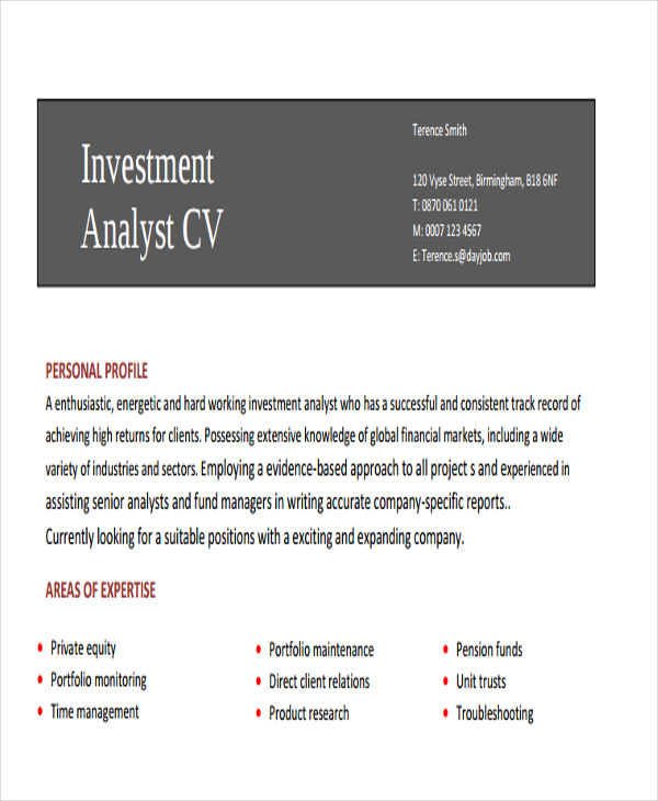 investment banking analyst resume