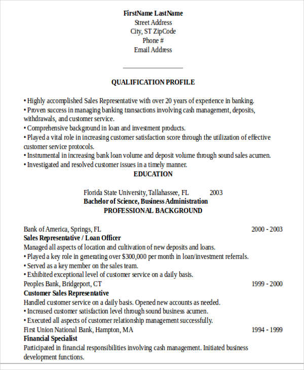 18+ Banking Resume Templates - Pdf, Doc