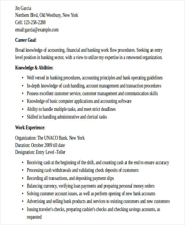 18 banking resume templates  pdf doc  free  premium