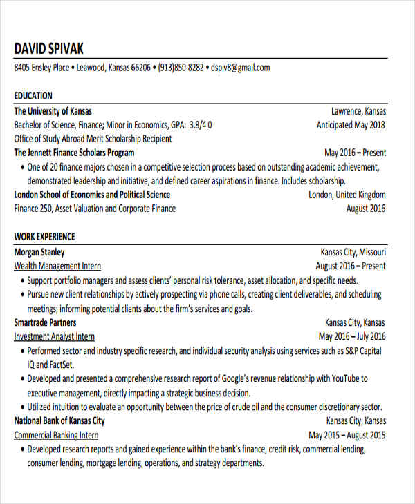 Banking Resume Sample