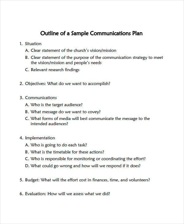 communication plan for business