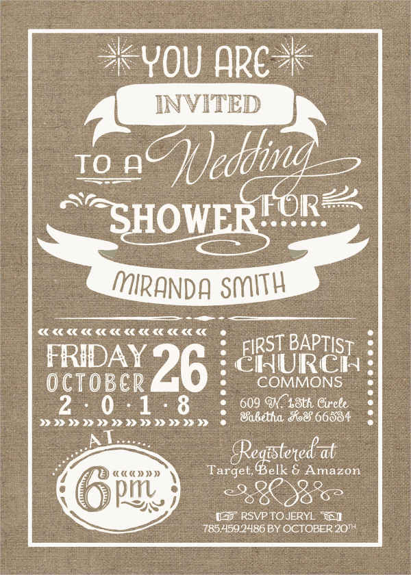 Burlap Wedding Shower Invitation