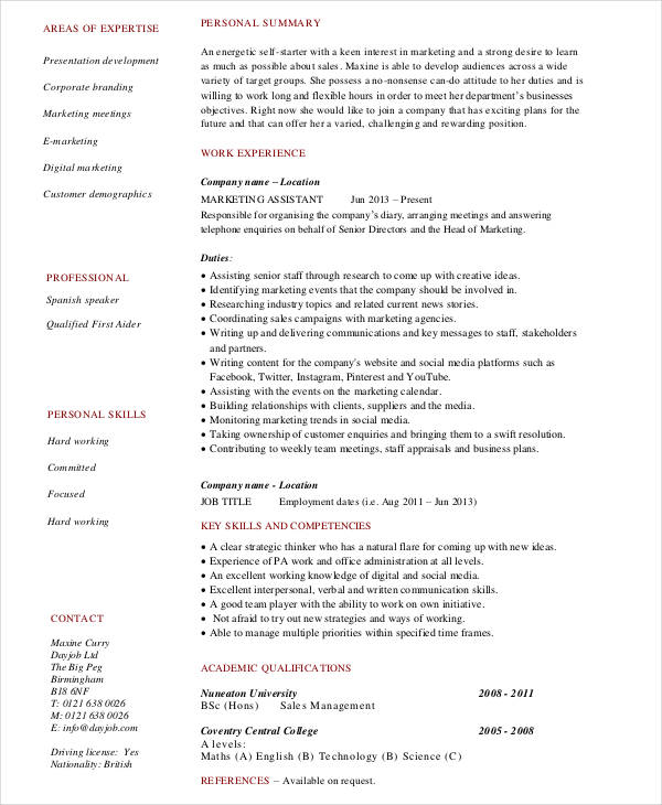 40+ Basic Marketing Resume