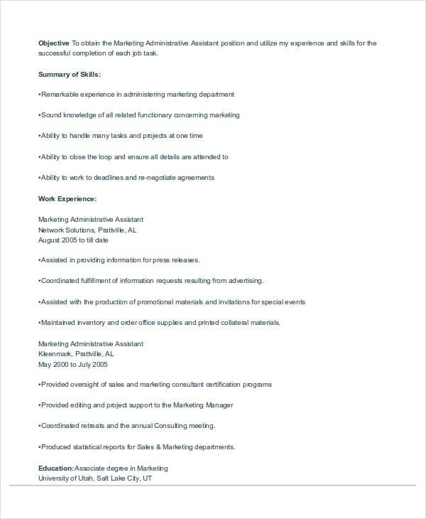 40  basic marketing resume