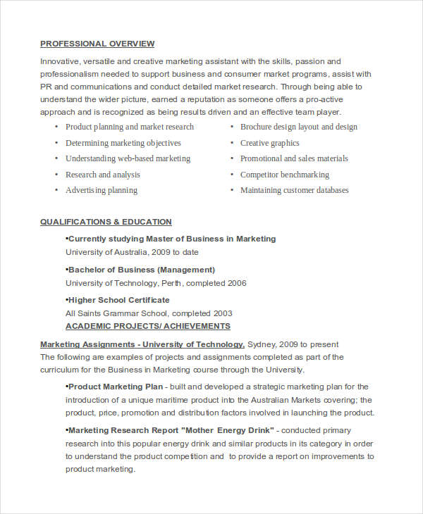 entry level marketing assistant resume1