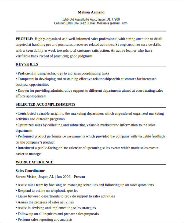 30+ Sales Resume Design Templates - PDF, DOC