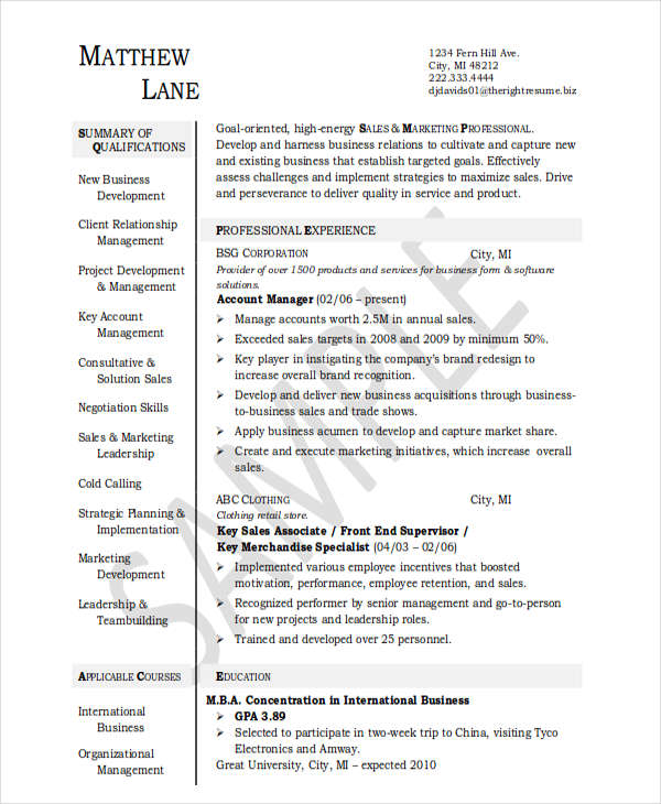 sales account manager resume10
