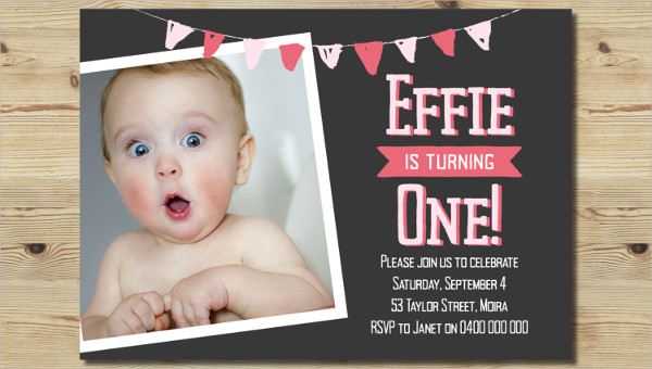 Happy first birthday invitation card template Vector Image