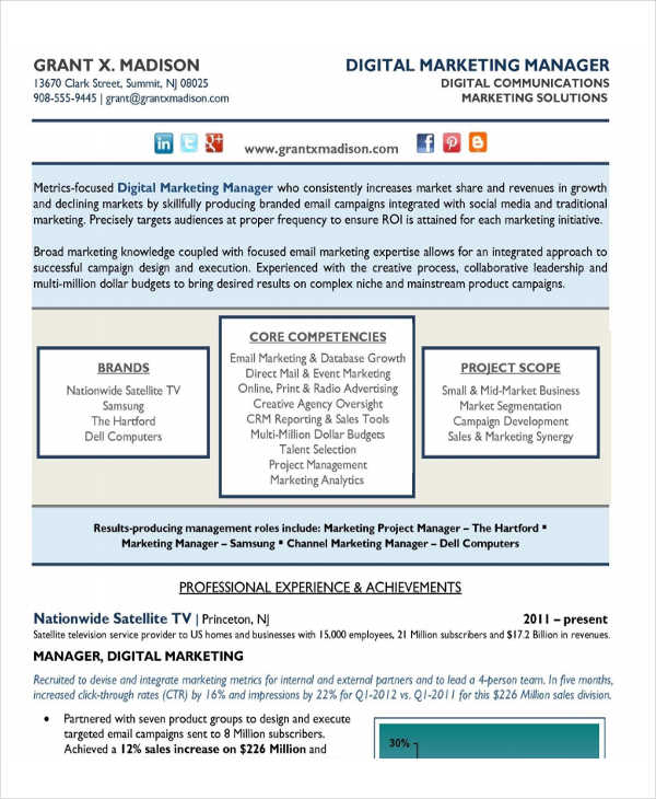 27  marketing resume templates in pdf