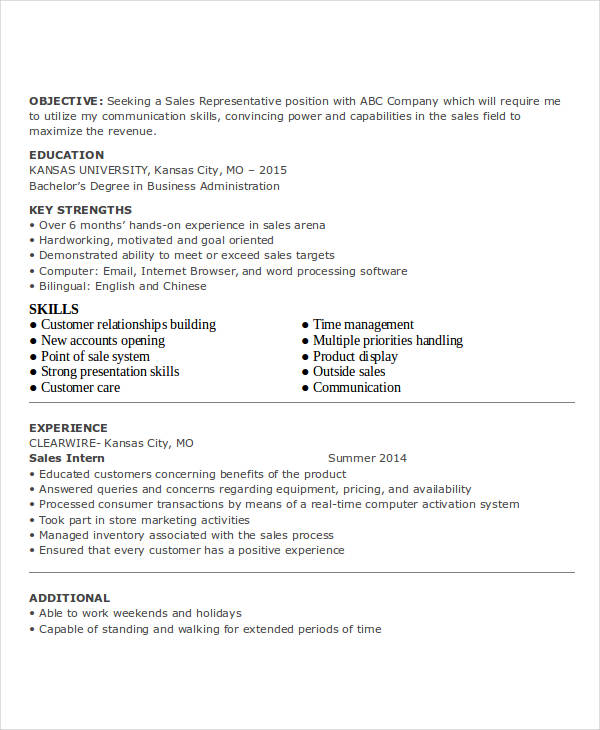 entry level sales marketing resume