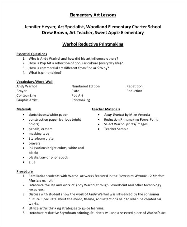 Lesson Plan Sample For Elementary English Pdf Template