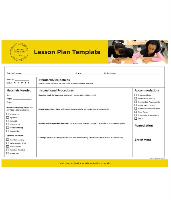 blank teacher lesson plan