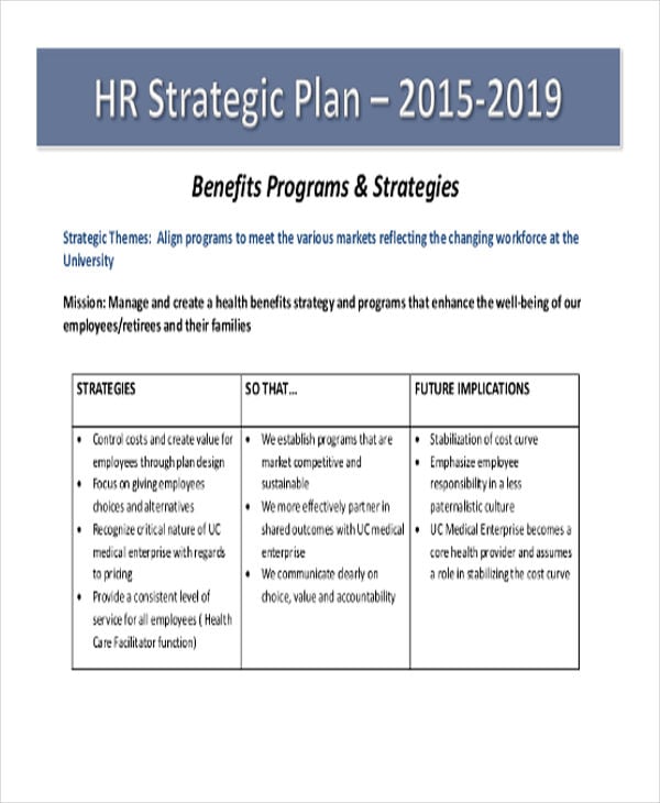 hr department strategic plan
