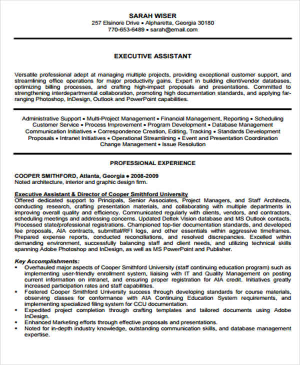 it executive assistant resume