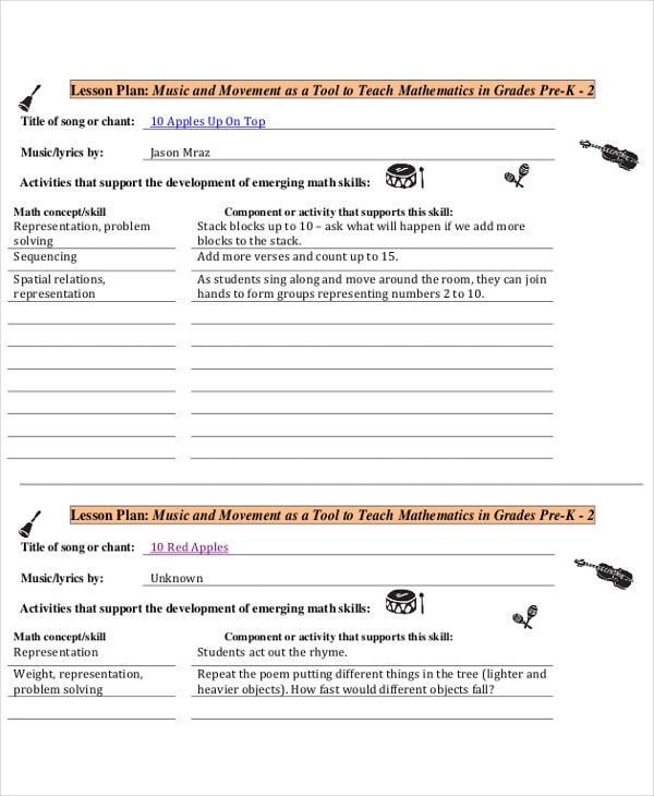 music and movement lesson plan