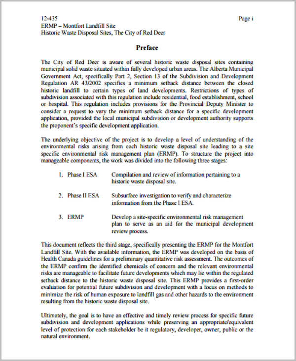 environmental risk management plan