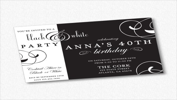 11 black and white party invitations