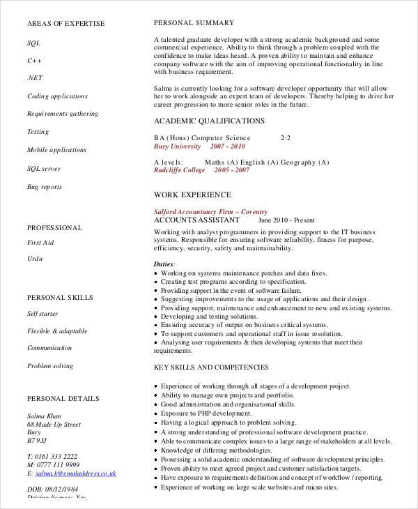 9+ Fresher Resume Templates in PDF