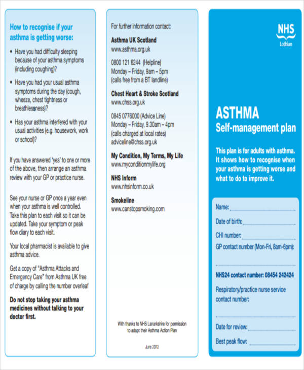 asthma self management plan