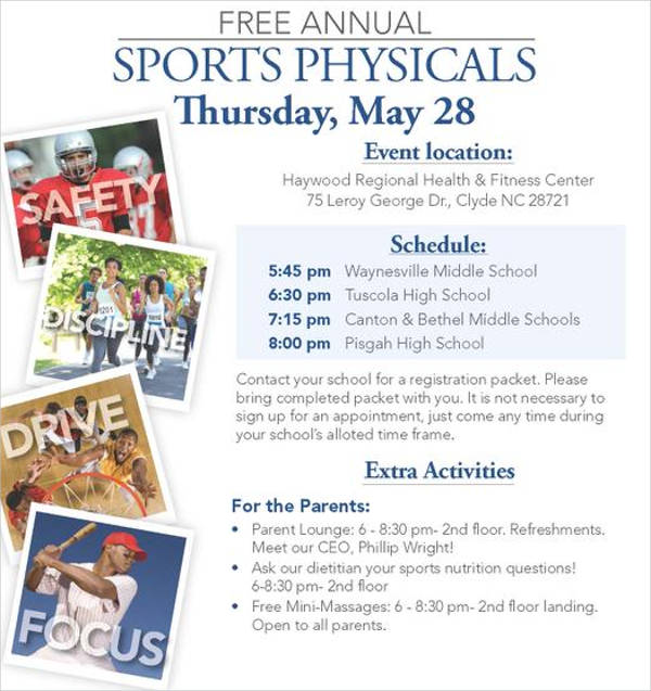 sports physical event flyer