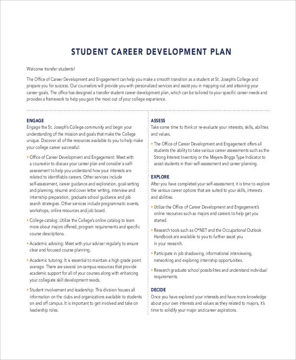 student-career-development-plan